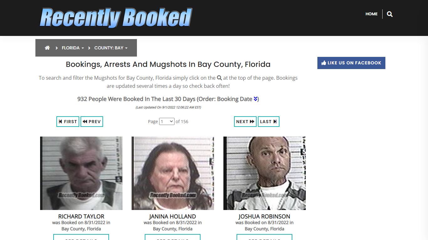 Recent bookings, Arrests, Mugshots in Bay County, Florida - Recently Booked